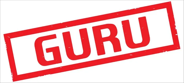 Texto GURU, sobre carimbo de borda retangular vermelho . — Fotografia de Stock