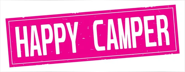 Fröhlicher Camper Text, auf rosa Rechteck-Stempel. — Stockfoto