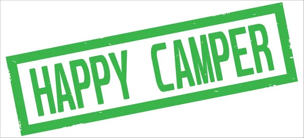 Boldog Camper szöveg, a zöld téglalap határ bélyegző. — Stock Fotó