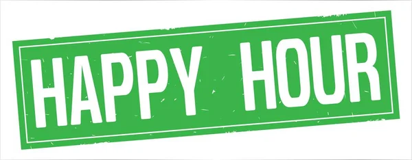 Happy Hour tekst, na znaczku zielonego prostokąta. — Zdjęcie stockowe