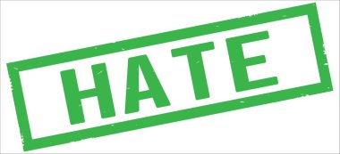 Yeşil dikdörtgen kenarlık damga üzerinde metin nefret ediyorum.