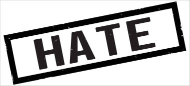 Siyah dikdörtgen kenarlık damga üzerinde metin nefret ediyorum.