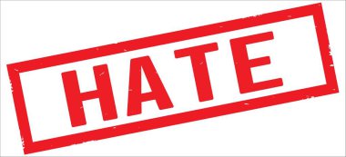 Kırmızı dikdörtgen kenarlık damga üzerinde metin nefret ediyorum.