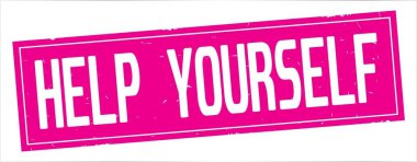 Kendine Yardım metni, tam pembe dikdörtgen damga tarihinde.