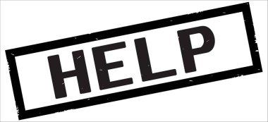 Yardım metni, siyah dikdörtgen kenarlık damgası.