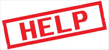 Yardım metni, kırmızı dikdörtgen kenarlık damgası.