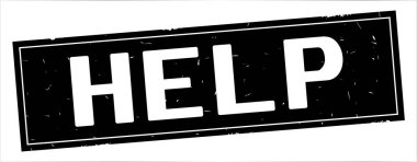 Yardım metni, tam siyah dikdörtgen damgası.