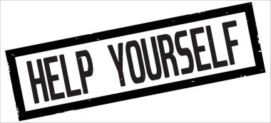 Kendine Yardım metni siyah dikdörtgen kenarlık damga tarihinde.