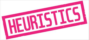 HEURISTICS text, on pink rectangle border stamp. clipart