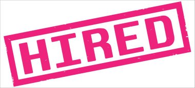 İşe alınan metin, pembe dikdörtgen kenarlık damgası.