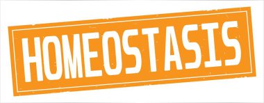 Tam turuncu dikdörtgen damga üzerinde homeostazı metin.