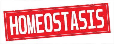Tam kırmızı dikdörtgen damga üzerinde homeostazı metin.