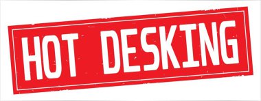 Tam kırmızı dikdörtgen damga üzerinde sıcak Desking metin.