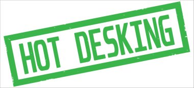 Yeşil dikdörtgen kenarlık damga üzerinde sıcak Desking metin.