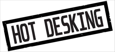 Siyah dikdörtgen kenarlık damga üzerinde sıcak Desking metin.