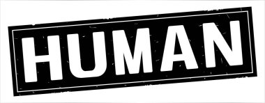 Tam siyah dikdörtgen damga üzerinde insan metin.