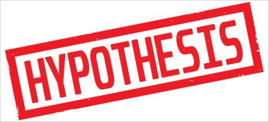 Hipotez metin, kırmızı dikdörtgen kenarlık damgası.