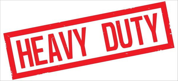 HEAVY DUTY text, on red rectangle border stamp.