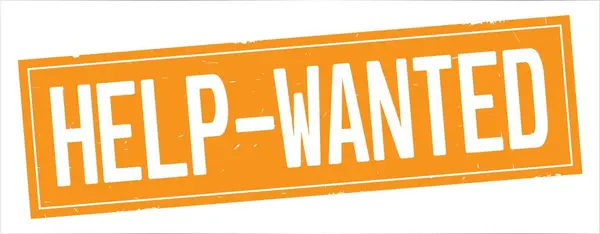 Βοήθεια Wanted κείμενο, στην πλήρη πορτοκαλί ορθογώνιο σφραγίδα. — Φωτογραφία Αρχείου