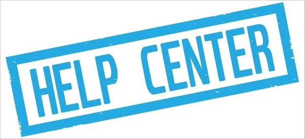 HELP CENTER text, on cyan rectangle border stamp. — Stock Photo, Image