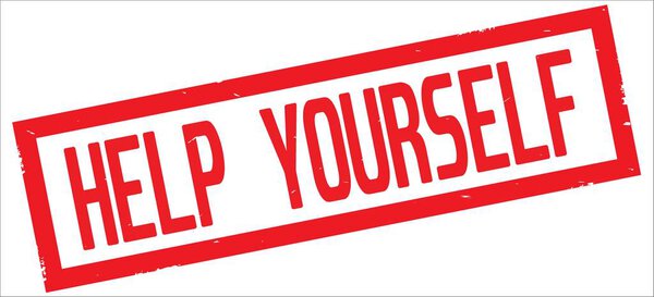 Помочь себе текст, на красном прямоугольнике границы штамп
.