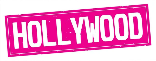 HOLLYWOOD text, on full pink rectangle stamp. — Stock Photo, Image