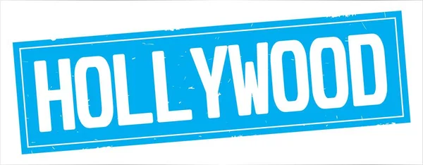 Hollywood tekst, op volledige cyaan rechthoek stempel. — Stockfoto