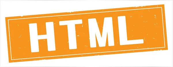 HTML text, on full orange rectangle stamp. — Stock Photo, Image