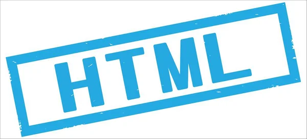 Texte HTML, sur timbre bordure rectangle cyan . — Photo