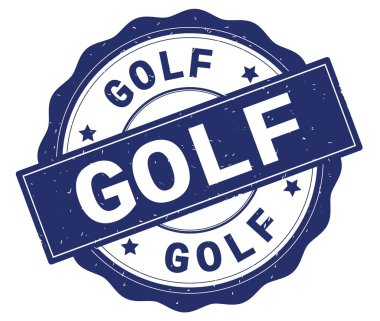 Golf metin, mavi yuvarlak rozet yazılmış.