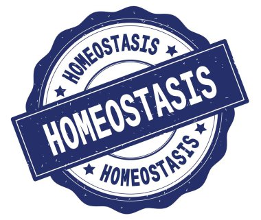 Mavi yuvarlak rozet yazılmış homeostazı metni.