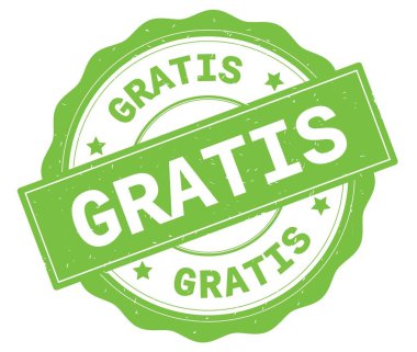 Bedava yeşil yuvarlak rozet yazılmış metni,.