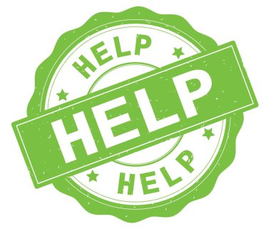 Yardım yeşil yuvarlak rozet yazılı metni,.