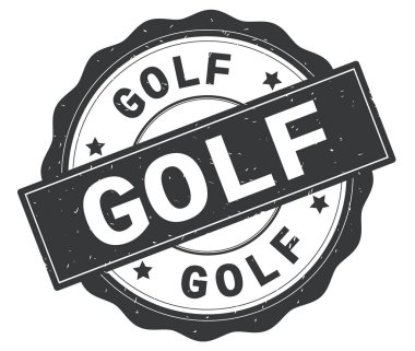 Golf metin, gri yuvarlak rozet yazılmış.