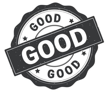 Gri yuvarlak rozet yazılmış iyi metni.