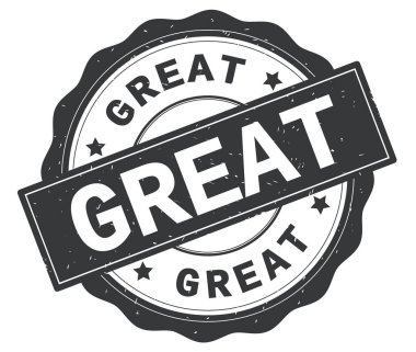 Gri yuvarlak rozet yazılmış büyük metin.