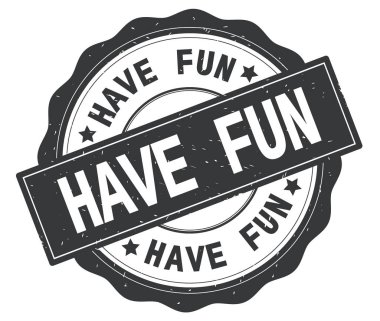 Rozet yuvarlak eğlenceli metin gri yazılmış, var.