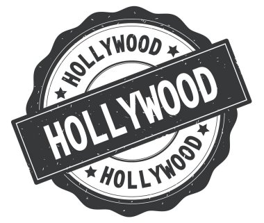 Hollywood metin, gri yuvarlak rozet yazılmış.