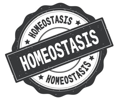 Gri yuvarlak rozet yazılmış homeostazı metni.