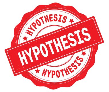 Hipotez metin, kırmızı yuvarlak rozet yazılmış.