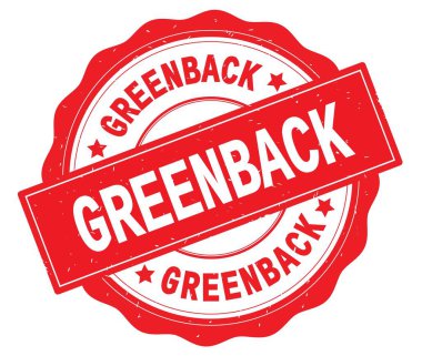 Kırmızı yuvarlak rozet yazılmış dolar metni.