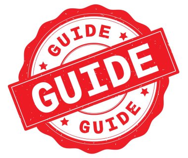 Kırmızı yuvarlak rozet yazılmış Kılavuzu metni.