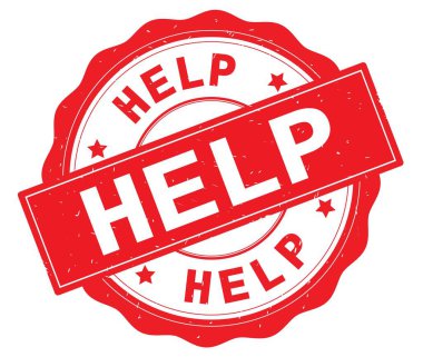 Yardım metni, kırmızı yuvarlak rozet yazılı.