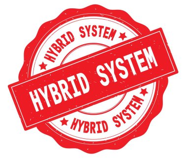Kırmızı yuvarlak rozet yazılmış hibrid sistem metni.