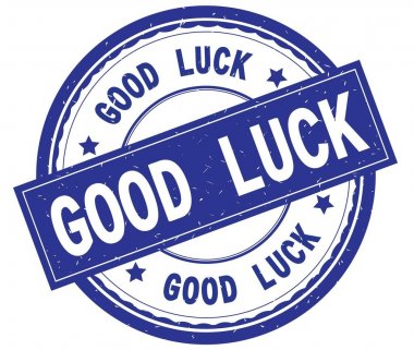 İyi şanslar, mavi yuvarlak pencere boyutu üzerinde yazılı metin.