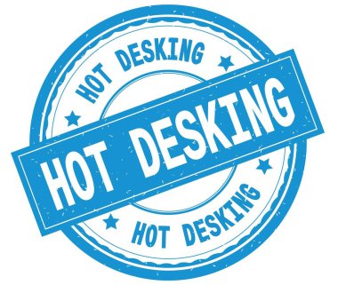 Sıcak Desking, camgöbeği yuvarlak pencere boyutu üzerinde yazılı metin.