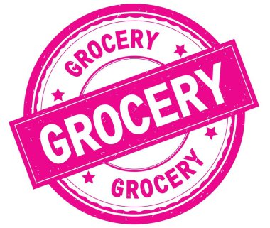 Bakkal, yazılı metin pembe yuvarlak lastik damgası.