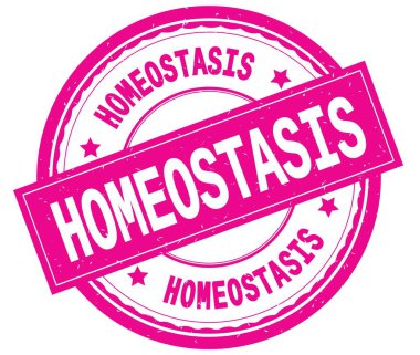 Yazılı metin pembe yuvarlak lastik damgası Homeostazı,.