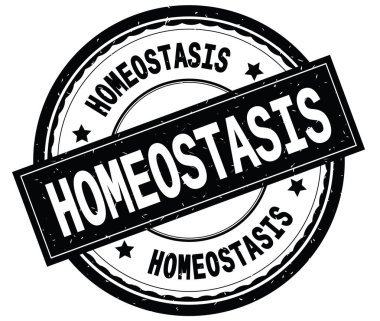 Yazılı metin siyah yuvarlak lastik damgası homeostazı.