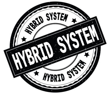 Yazılı metin siyah yuvarlak lastik damgası hibrid sistemi.